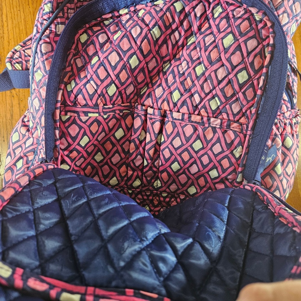 Vera Bradley‎ Backpack Katalina Pink Diamonds Campus Laptop Book Bag Pink Blue - Picture 7 of 13